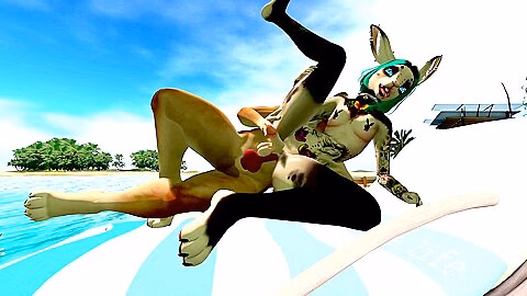 Doggy And Bunny At The Beach [second Life]