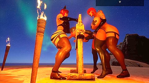 Thicc Oiled Futanari Double Team