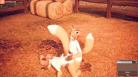 Red-haired Furry With A Long Tail Has Sex Outdoors With A Futanari Fox
