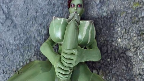 Orc Jerking Off Her Huge Dick In The Rain